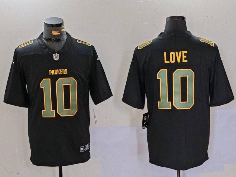 Men's Green Bay Packers Jordan Love #10 Black Fashion Game Jersey1 basketball jersey product view 1