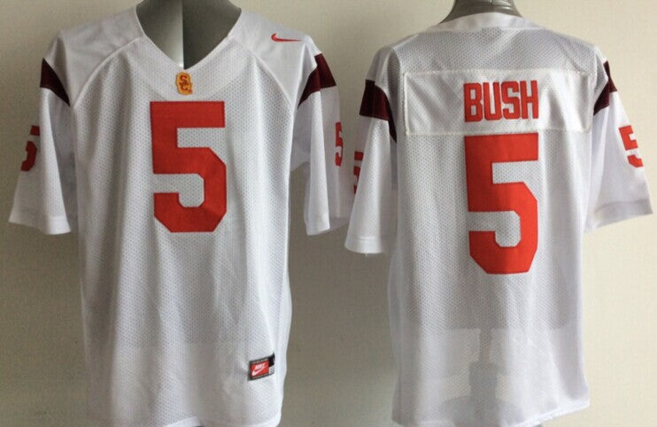 Men's USC Trojans Reggie Bush #5 White Alumni Player Game Jersey sports jersey product view 1