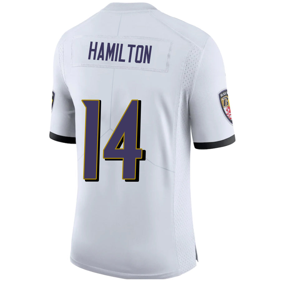 B.Ravens #14 Kyle Hamilton Player White Game Jerseys American Stitched Football Jerseys football jersey product view 1