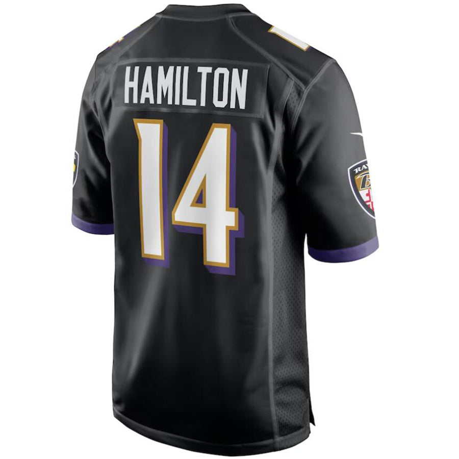 B.Ravens #14 Kyle Hamilton Player Black Game Jerseys American Stitched Football Jerseys football jersey product view 1