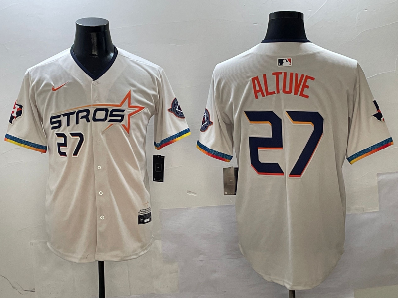 Men's Houston Astros Jose Altuve #27 Cream 2025 City Connect Limited Player Jersey1 baseball jersey product view 1
