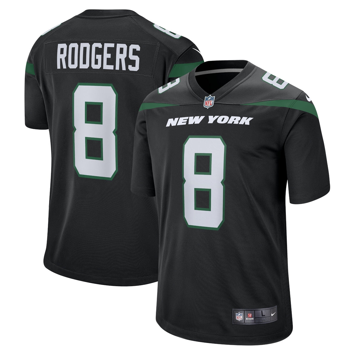 Aaron Rodgers New York Jets Nike Game Jersey - Black football jersey product view 1