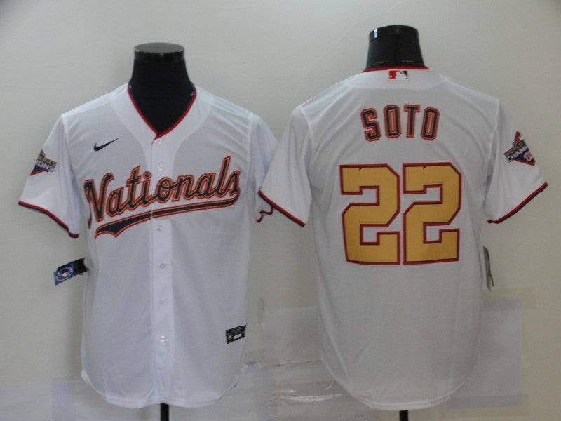 Men's Washington Nationals Juan Soto #22 White Replica Player Jersey1 baseball jersey product view 1