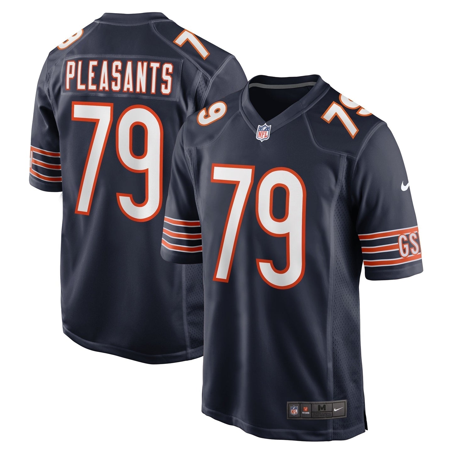 Austen Pleasants Chicago Bears Nike Game Jersey - Navy football jersey product view 1