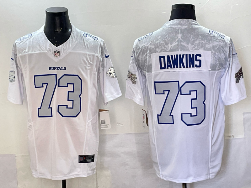 Men's Buffalo Bills Dion Dawkins #73 White 2025 Rivalries Collection Limited Jersey football jersey product view 1