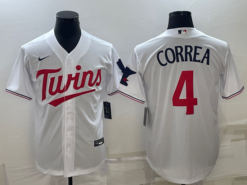 Men's Minnesota Twins Carlos Correa #4 White Home Replica Player Jersey1 baseball jersey product view 1