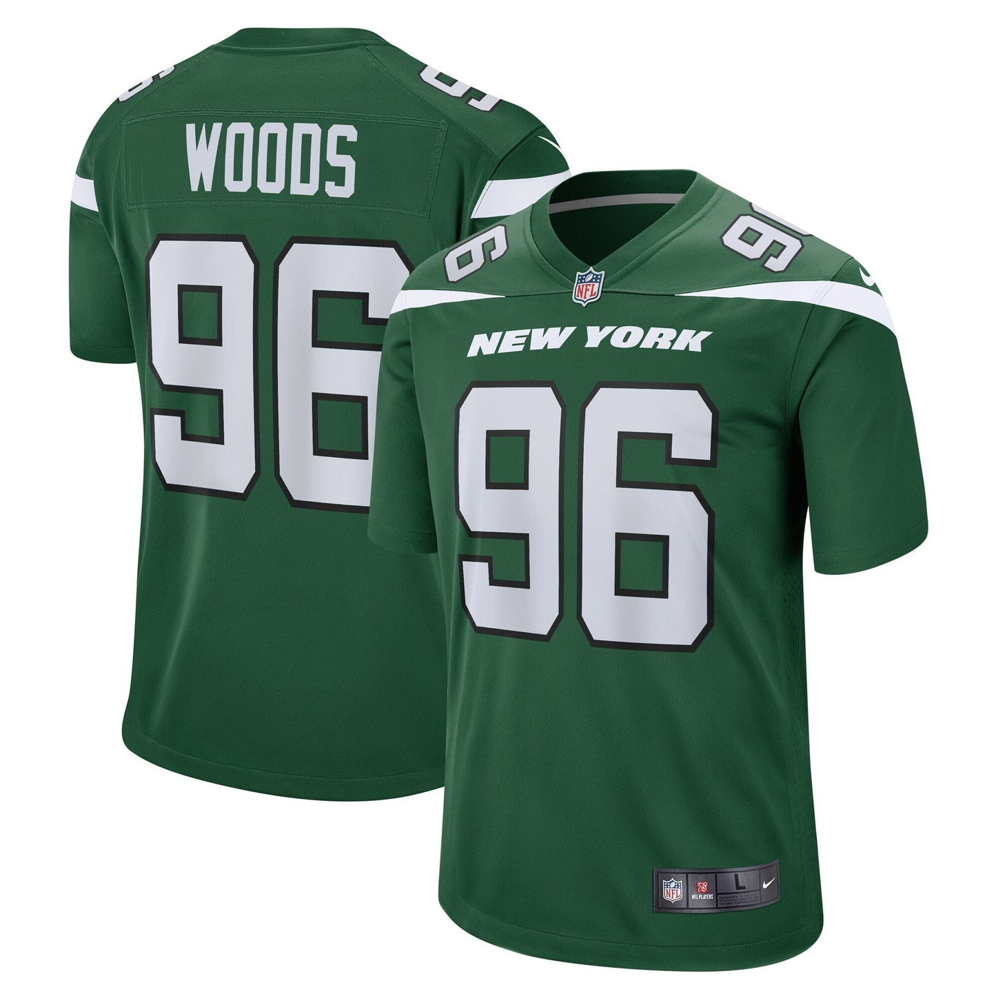 Al Woods New York Jets Nike Game Jersey - Gotham Green football jersey product view 1