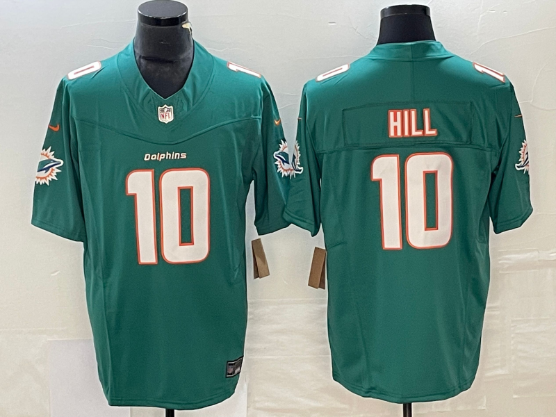 Men's Miami Dolphins Tyreek Hill #10 Aqua Game Jersey1 football jersey product view 1