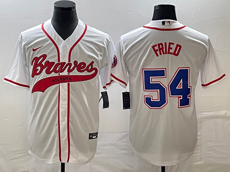 Men's Atlanta Braves Max Fried #54 White Replica Player Jersey1 Joint Edition baseball jersey product view 1
