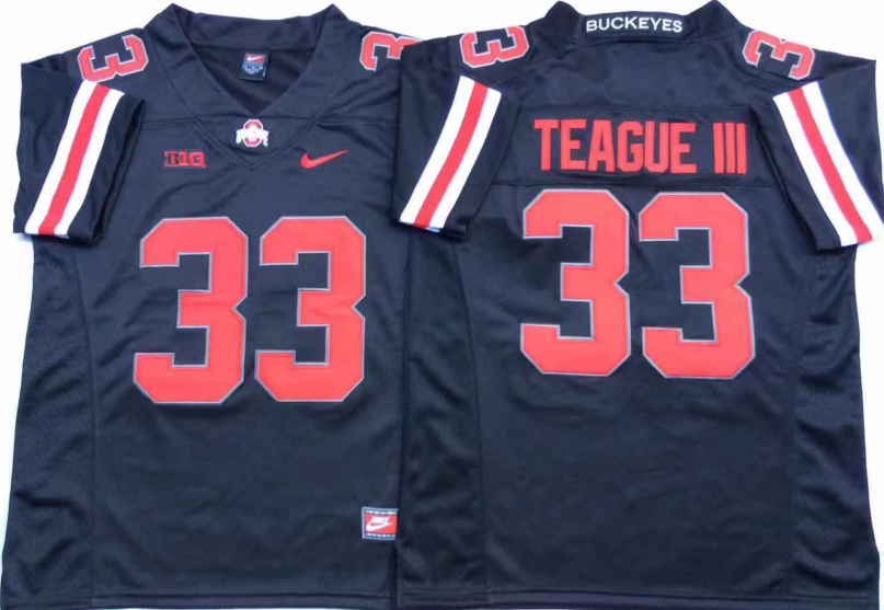 Men's Ohio State Buckeyes Master Teague III #33 Black Player Game Jersey sports jersey product view 1