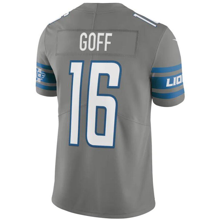 D.Lions #16 Jared Goff Player Gray Game Stitched Football Jerseys football jersey product view 1
