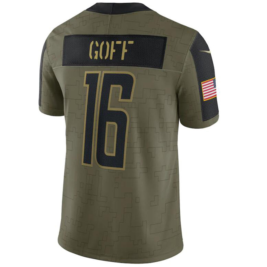 D.Lions #16 Jared Goff Player Olive Salute To Service Limited Football Jerseys football jersey product view 1