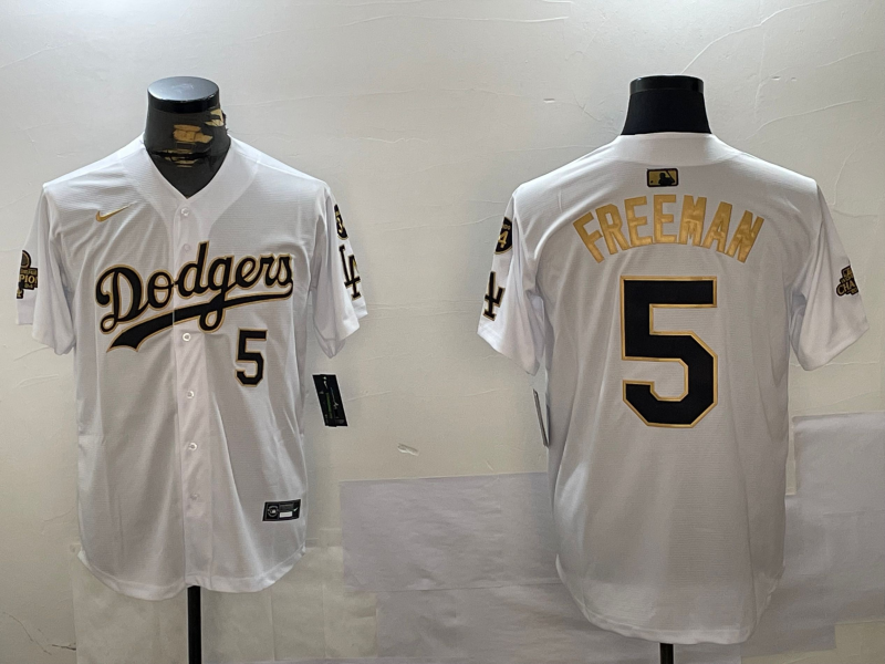 Men's Los Angeles Dodgers Freddie Freeman #5 White Game Player Jersey1 baseball jersey product view 1