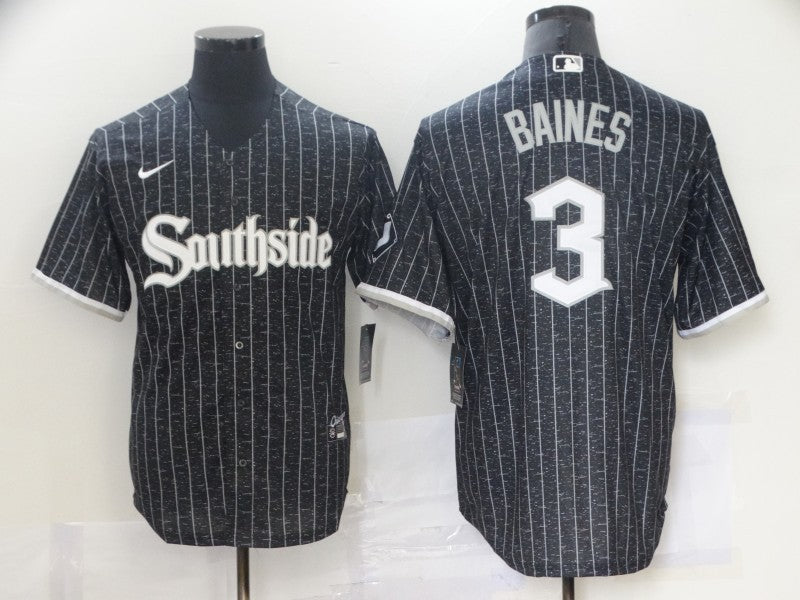 Men's Chicago White Sox Harold Baines #3 Black Replica Baseball Jersey1 baseball jersey product view 1