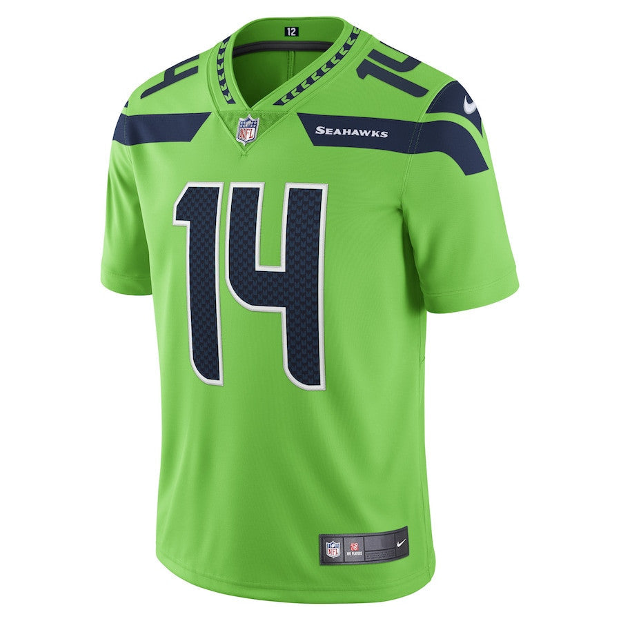 DK Metcalf Seattle Seahawks Vapor Limited Player Jersey - Neon Green football jersey product view 2