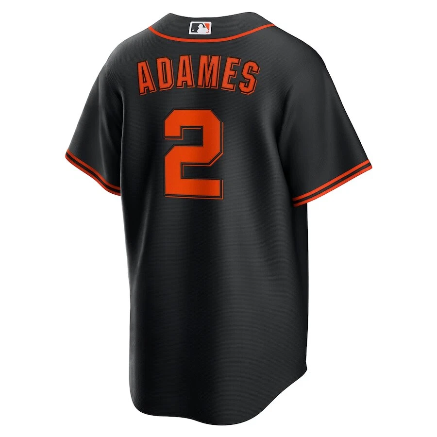 San Francisco Giants Willy Adames #2 Nike Black Alternate 2025 MLB Player Jersey baseball jersey product view 3