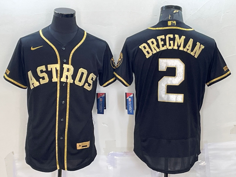 Men's Houston Astros Alex Bregman #2 Black Replica Team Jersey1 baseball jersey product view 1