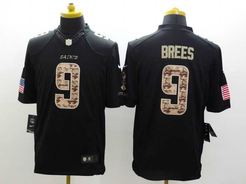 Men's New Orleans Saints Drew Brees #9 Black Team Game Jersey1 football jersey product view 1