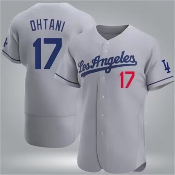 Los Angeles Dodgers #17 Shohei Ohtani Gray Home Authentic Patch Jersey Baseball Jerseys baseball jersey product view 1