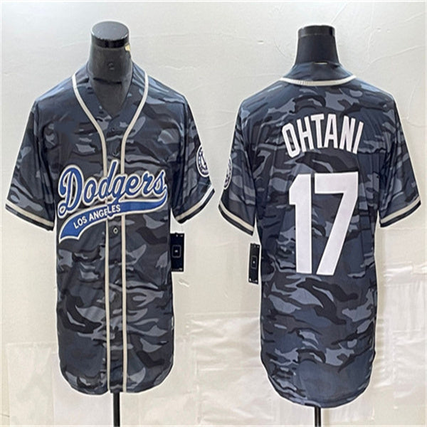 Los Angeles Dodgers #17 Shohei Ohtani Gray Camo Home Authentic Patch Jersey Baseball Jerseys baseball jersey product view 1