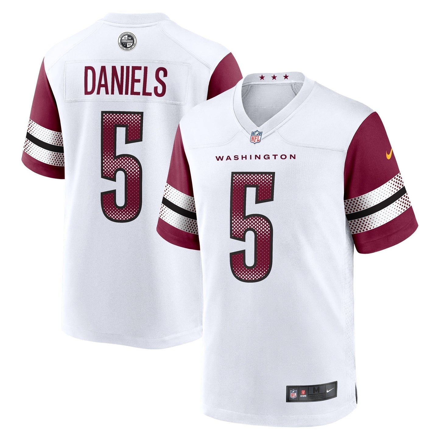 Jayden Daniels Washington Commanders Nike Game Jersey - White football jersey product view 1