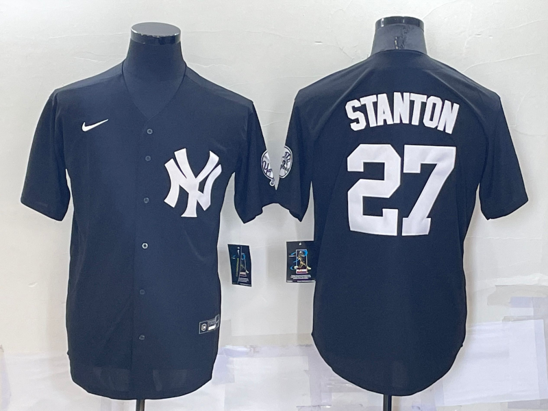Men's New York Yankees Giancarlo Stanton #27 Black Replica Baseball Jersey1 baseball jersey product view 1