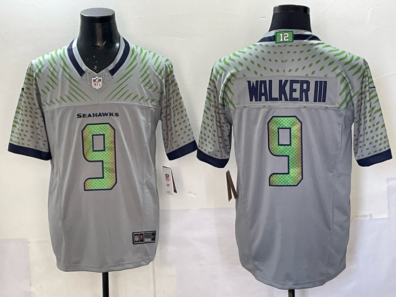 Men's Seattle Seahawks Kenneth Walker III #9 Wolf Gray 2025 Rivalries Collection Limited Jersey football jersey product view 1