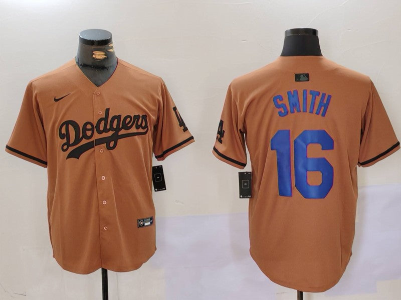 Men's Los Angeles Dodgers Will Smith #16 Brown Game Player Jersey1 baseball jersey product view 1