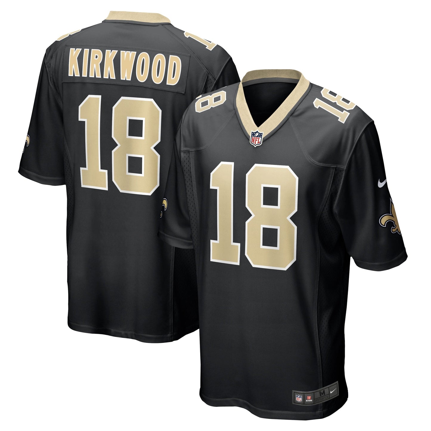Keith Kirkwood New Orleans Saints Nike Team Game Jersey - Black football jersey product view 1