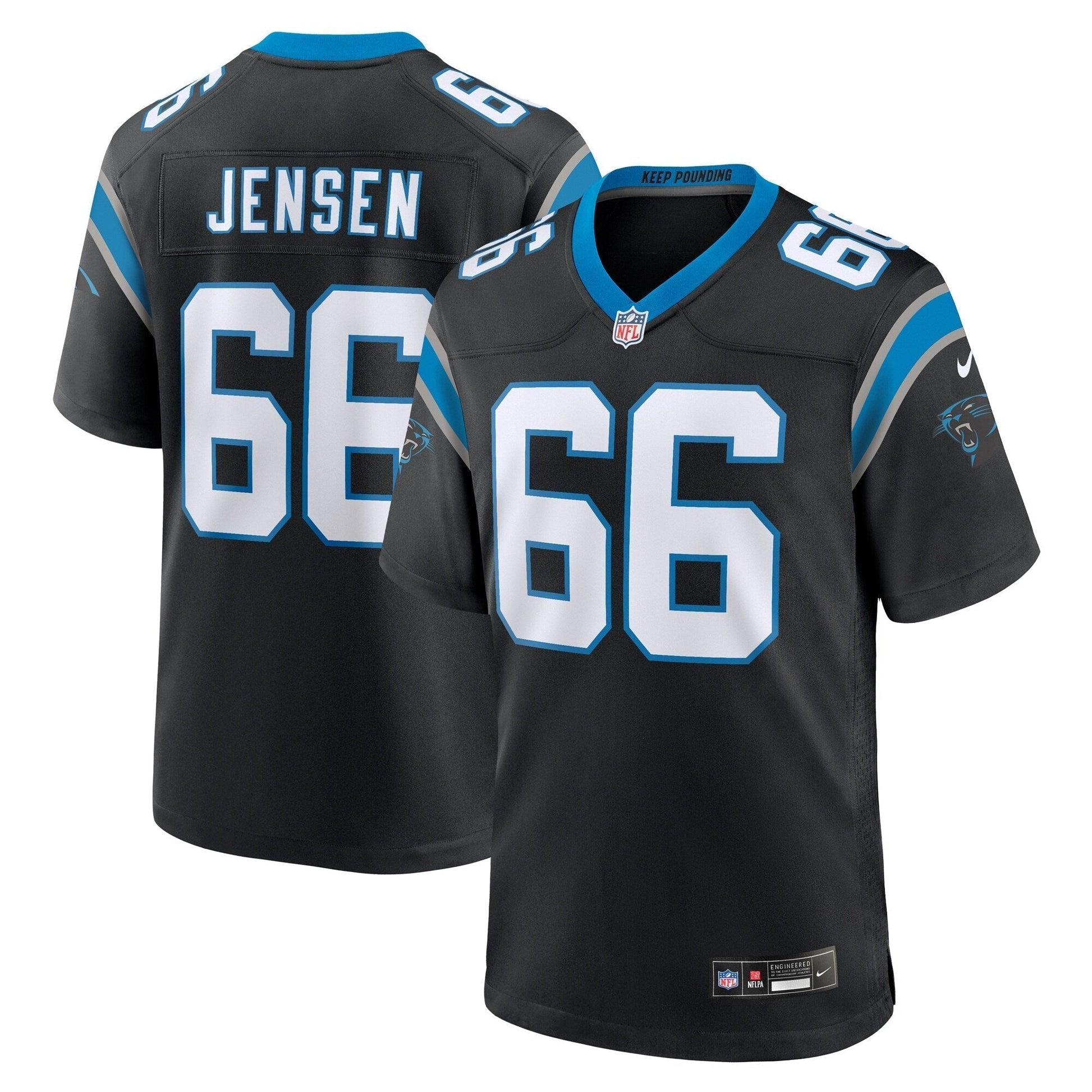 Nash Jensen Carolina Panthers Nike Team Game Jersey - Black football jersey product view 1