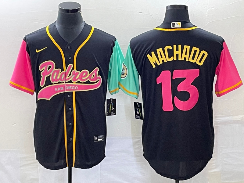 Men's San Diego Padres Manny Machado #13 Black City Connect Replica Player Jersey Joint Edition baseball jersey product view 1