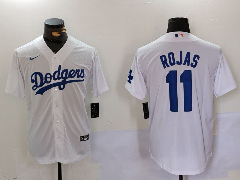 Men's Los Angeles Dodgers Miguel Rojas #11 White Replica Player Jersey1 baseball jersey product view 1