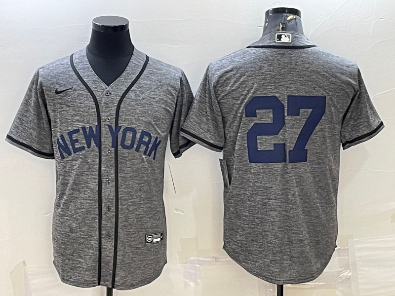 Men's New York Yankees Giancarlo Stanton #27 Gray Replica Team Name Jersey1 baseball jersey product view 1