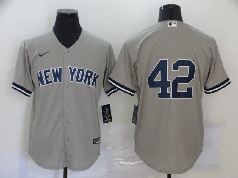 Men's New York Yankees Mariano Rivera #42 Gray Replica Player Name Jersey1 baseball jersey product view 1