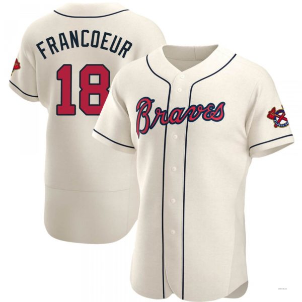 Atlanta Braves #18 Jeff Francoeur Cream Alternate Jersey Stitches Baseball Jerseys baseball jersey product view 1