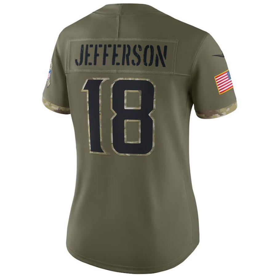 #18 Justin Jefferson Player MN.Vikings Olive Salute To Service Limited Football Jerseys football jersey product view 1