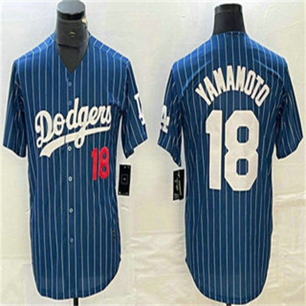Los Angeles Dodgers #18 Yoshinobu Yamamoto Blue Home Authentic Patch Jersey Baseball Jerseys baseball jersey product view 1