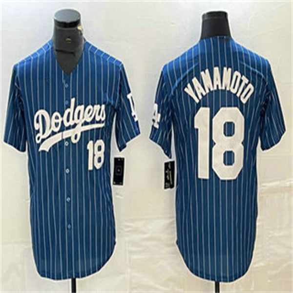 Los Angeles Dodgers #18 Yoshinobu Yamamoto Blue Home Authentic Patch Jersey Baseball Jerseys baseball jersey product view 1