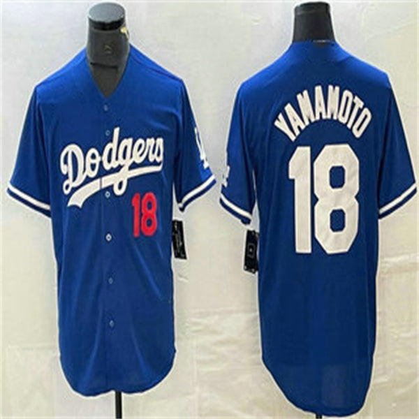 Los Angeles Dodgers #18 Yoshinobu Yamamoto Blue Home Authentic Patch Jersey Baseball Jerseys baseball jersey product view 1