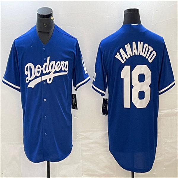 Los Angeles Dodgers #18 Yoshinobu Yamamoto Blue Home Authentic Patch Jersey Baseball Jerseys baseball jersey product view 1