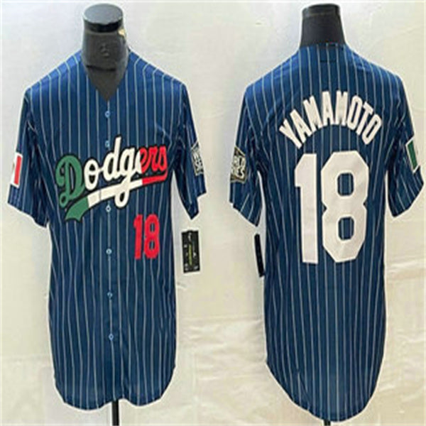 Los Angeles Dodgers #18 Yoshinobu Yamamoto Navy Home Authentic Patch Jersey Baseball Jerseys baseball jersey product view 1