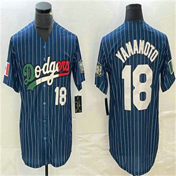 Los Angeles Dodgers #18 Yoshinobu Yamamoto Navy Home Authentic Patch Jersey Baseball Jerseys baseball jersey product view 1