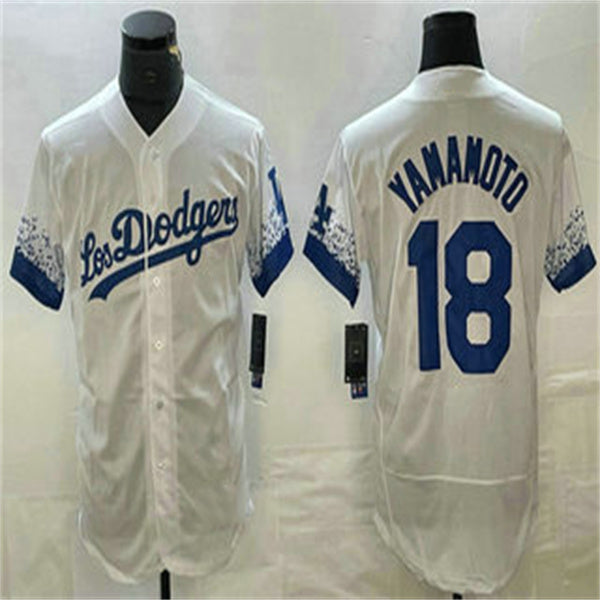 Los Angeles Dodgers #18 Yoshinobu Yamamoto White Home Authentic Patch Jersey Baseball Jerseys baseball jersey product view 1