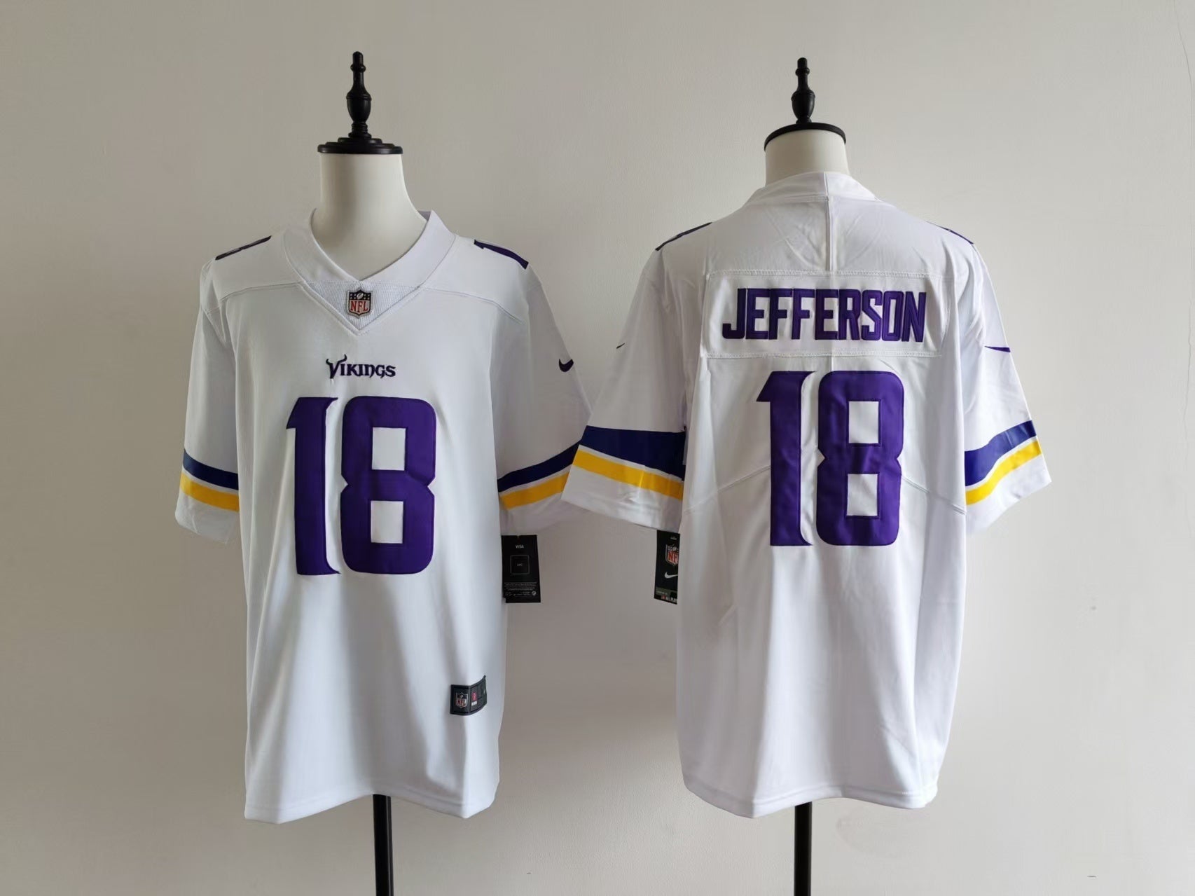 Men's Minnesota Vikings Justin Jefferson Nike Jersey - White#18 football jersey product view 1