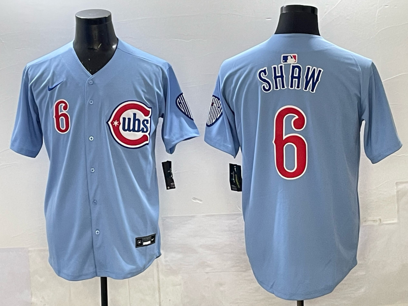 Men's Chicago Cubs Matt Shaw #6 Light Blue Alternate Limited Player Jersey baseball jersey product view 1