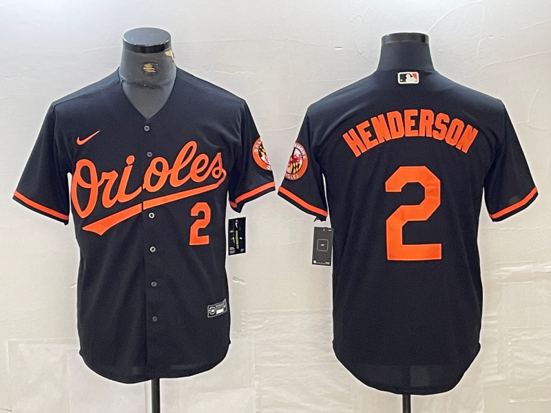Men's Baltimore Orioles Gunnar Henderson #2 Black Replica Player Jersey1 baseball jersey product view 1