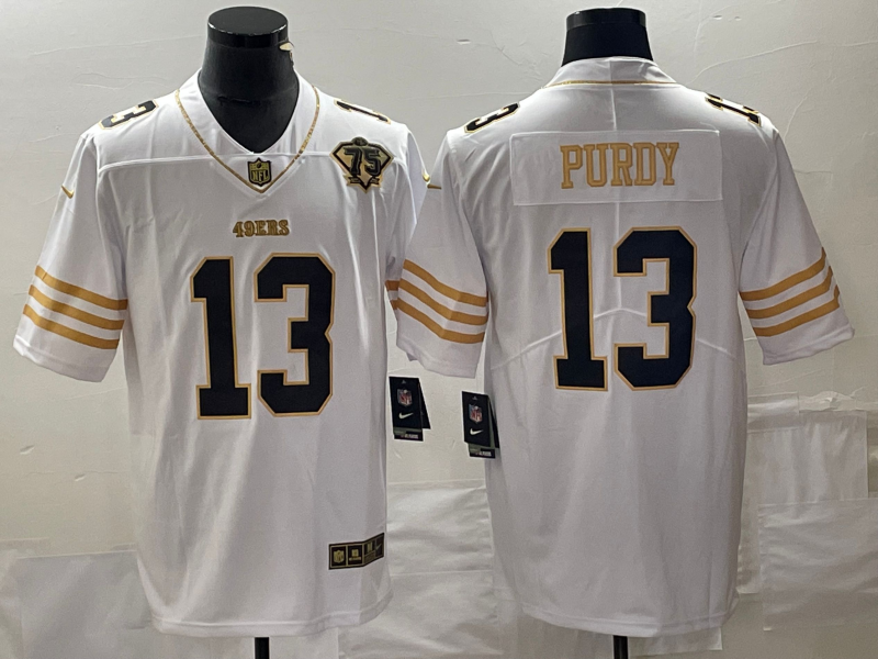 Men's San Francisco 49ers Brock Purdy #13 White 75th Anniversary Game Jersey1 football jersey product view 1