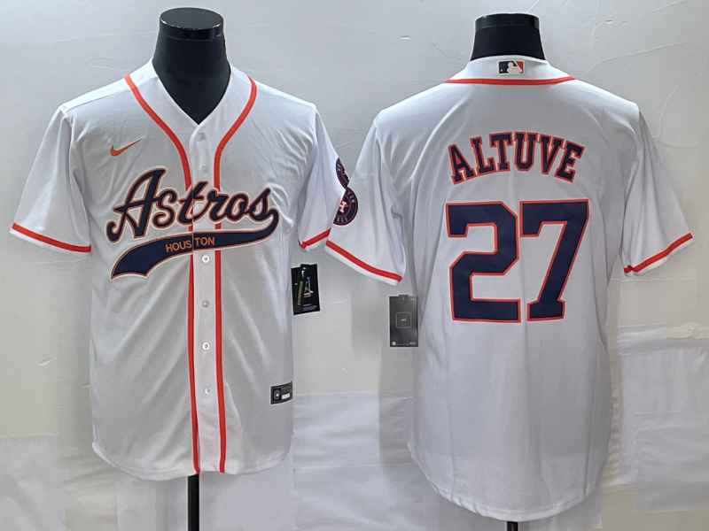 Men's Houston Astros Jose Altuve #27 White Replica Jersey Joint Edition baseball jersey product view 1
