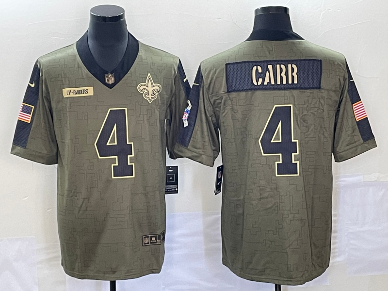Men's New Orleans Saints Derek Carr #4 Brown Player Game Jersey1 football jersey product view 1
