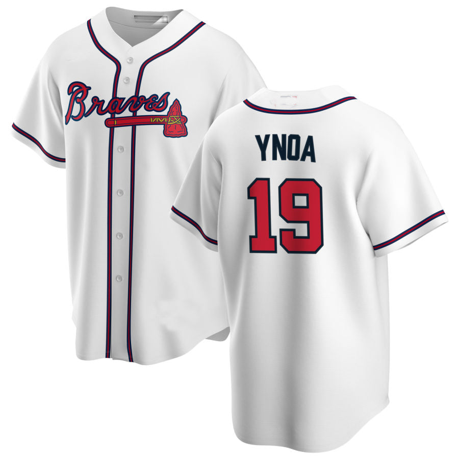 Atlanta Braves #19 Huascar Ynoa White Alternate Authentic Player Jersey Stitches Baseball Jerseys football jersey product view 1